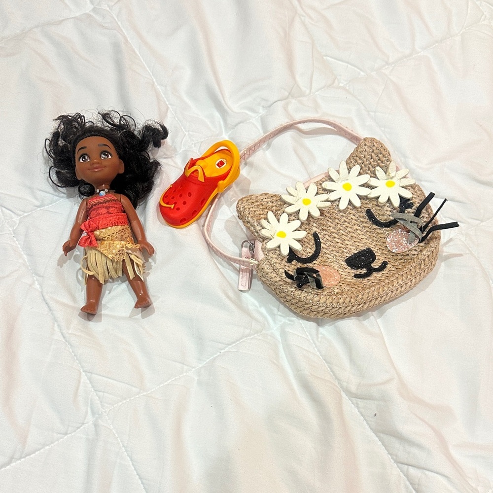 Kids Doll and Cat Purse Set - Brown and Pink